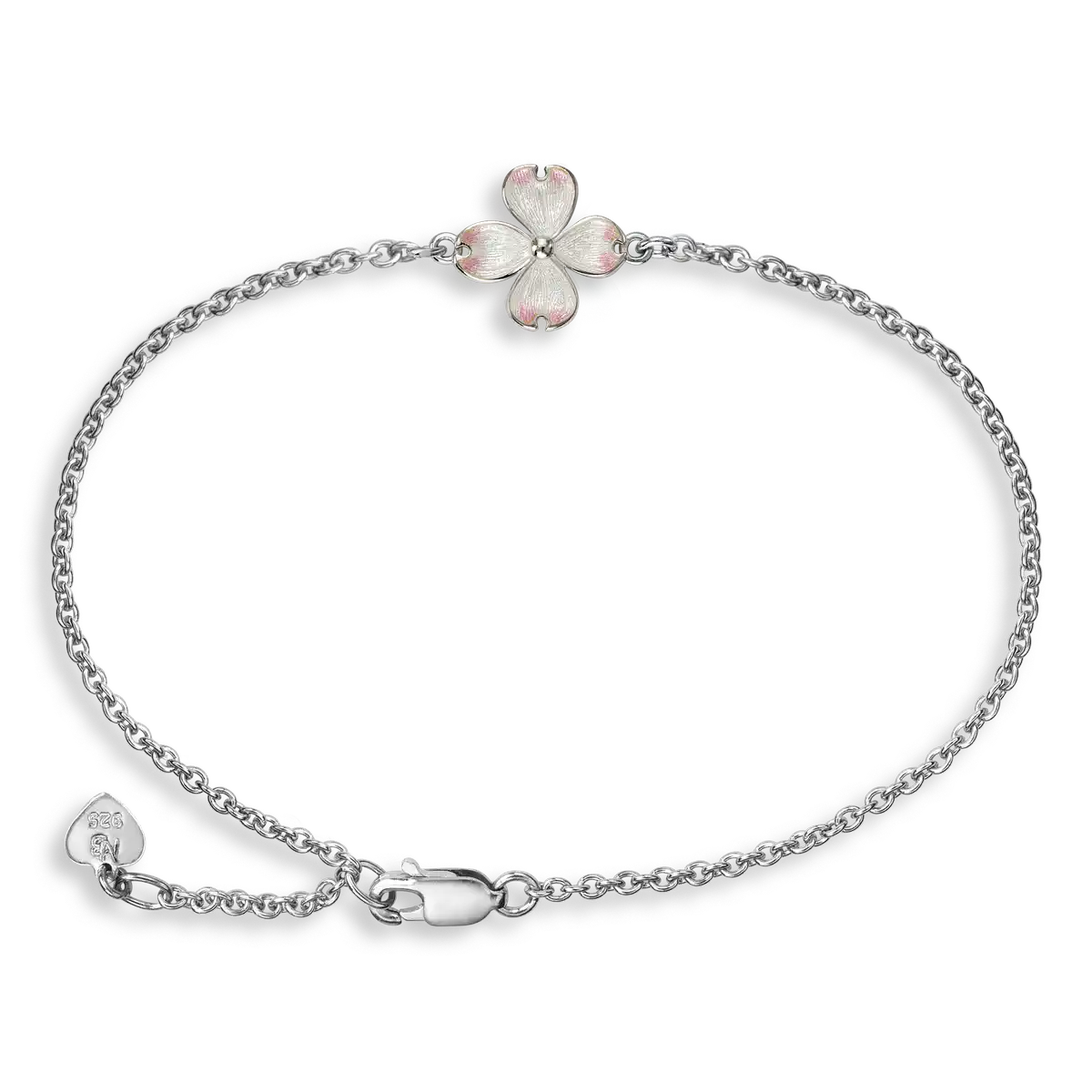 White Dogwood Bracelet. Sterling Silver