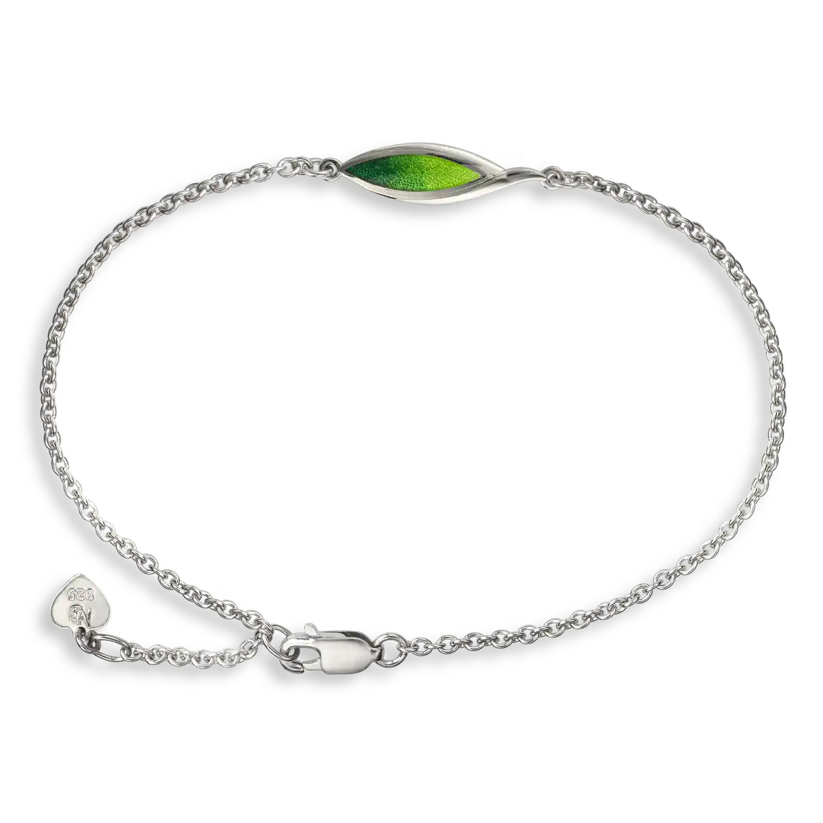 Green Marquise Bracelet-Watercolors. Sterling Silver