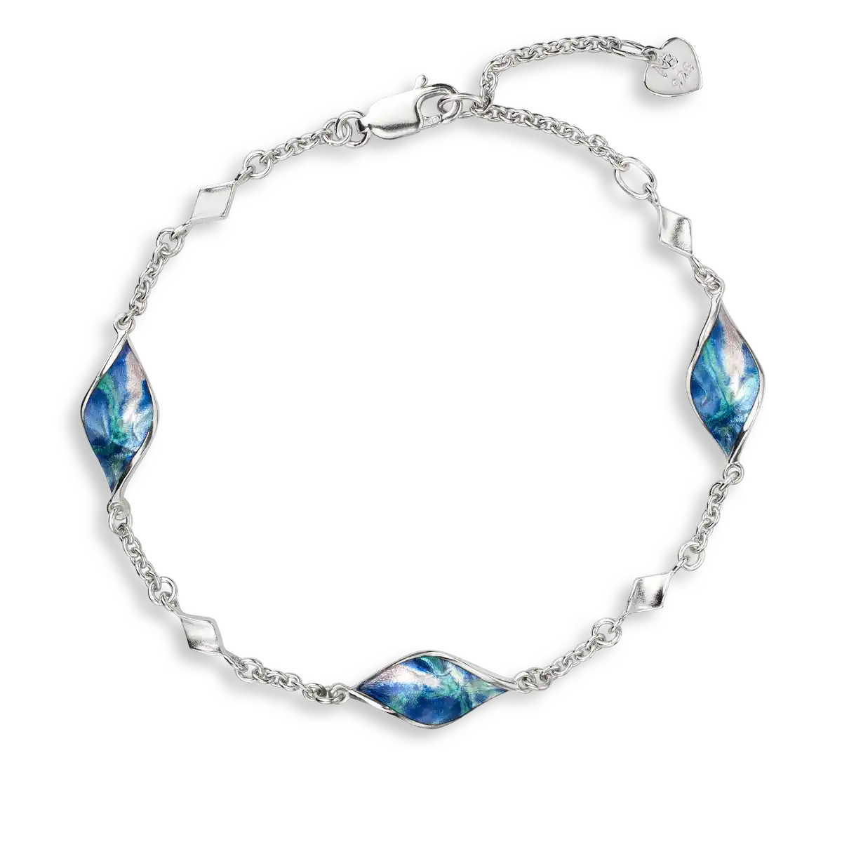 Blue Color 3-piece Aurora Marquise Twist Bracelet. Sterling Silver