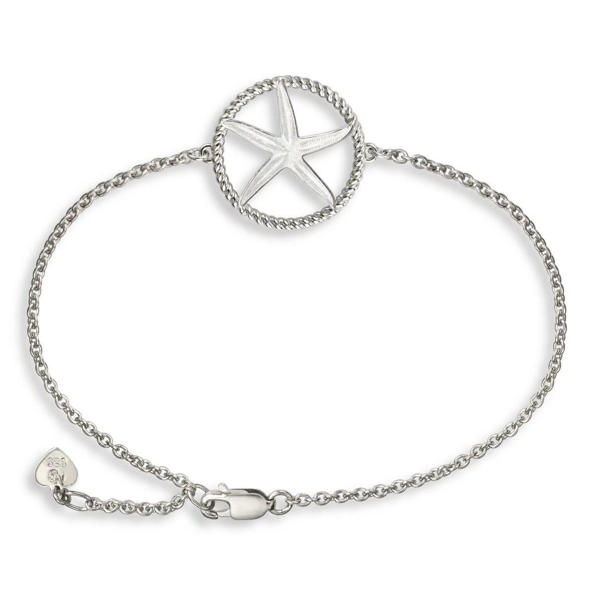 White Starfish Bracelet. Sterling Silver 