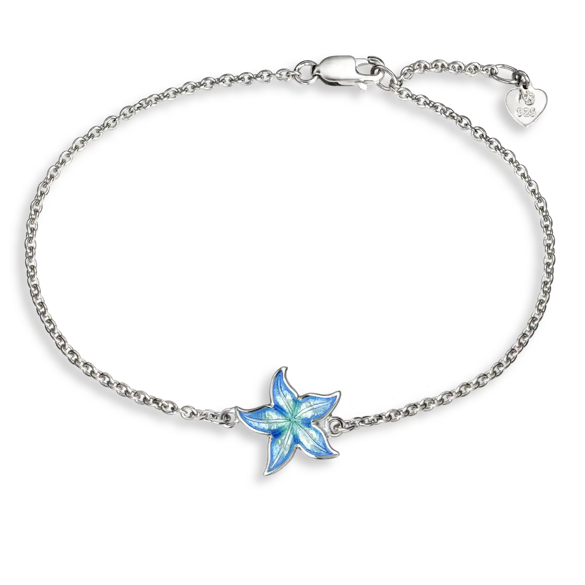 1pc Blue Starfish Bracelet. Sterling Silver