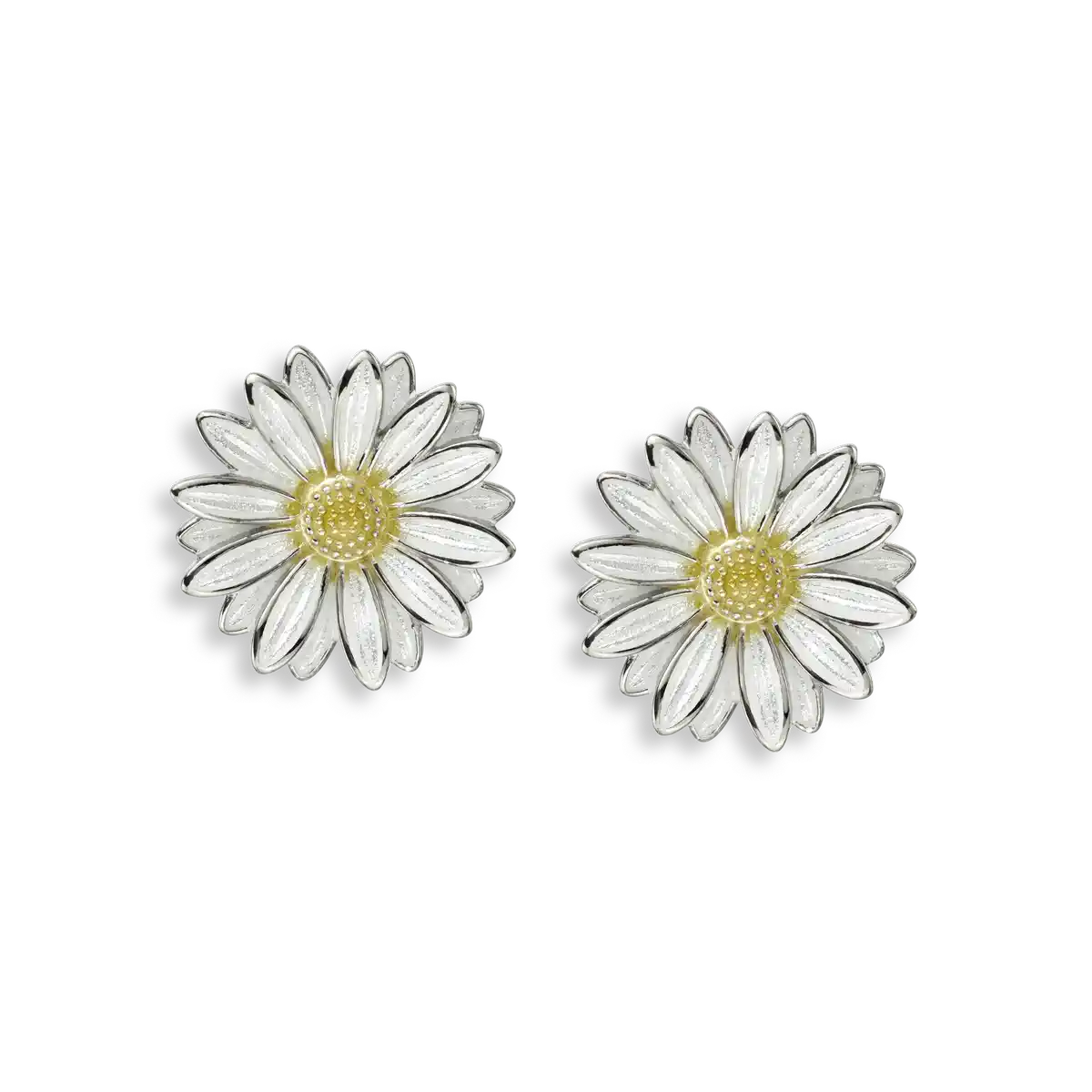White Daisy Post Earrings. Sterling Silver
