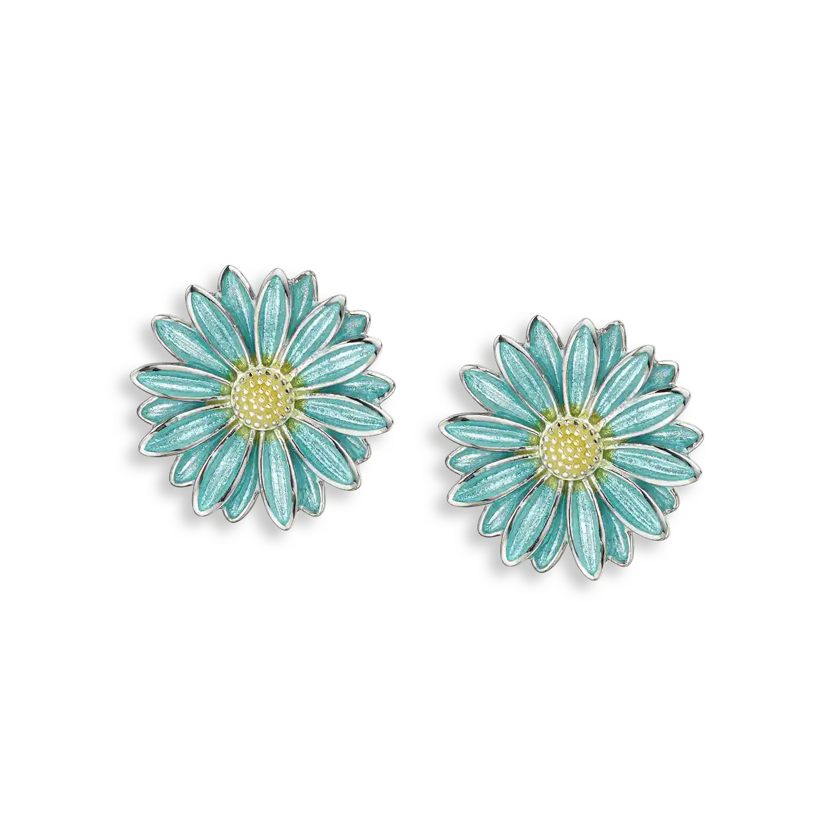 Turquoise Gerbera Post Earrings. Sterling Silver