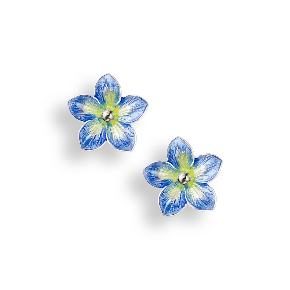 Blue Forget-Me-Not Post Earrings. Sterling Silver