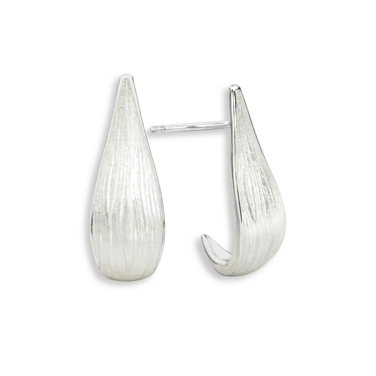 White Teardrop Post Earrings. Sterling Silver