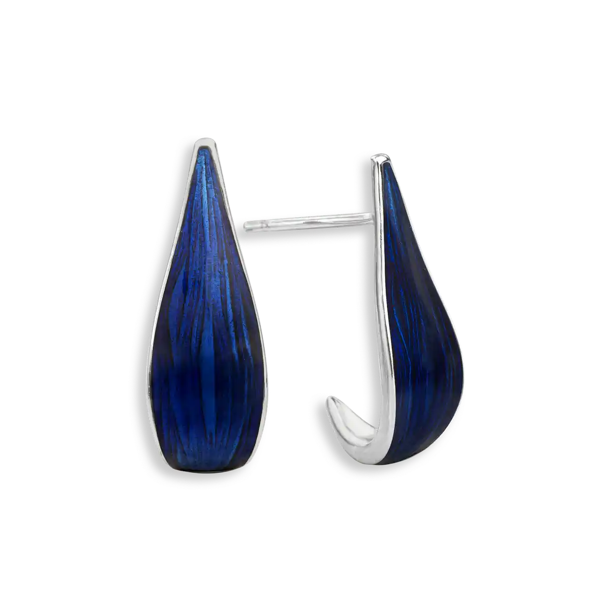 Navy Teardrop Post Earrings. Sterling Silver