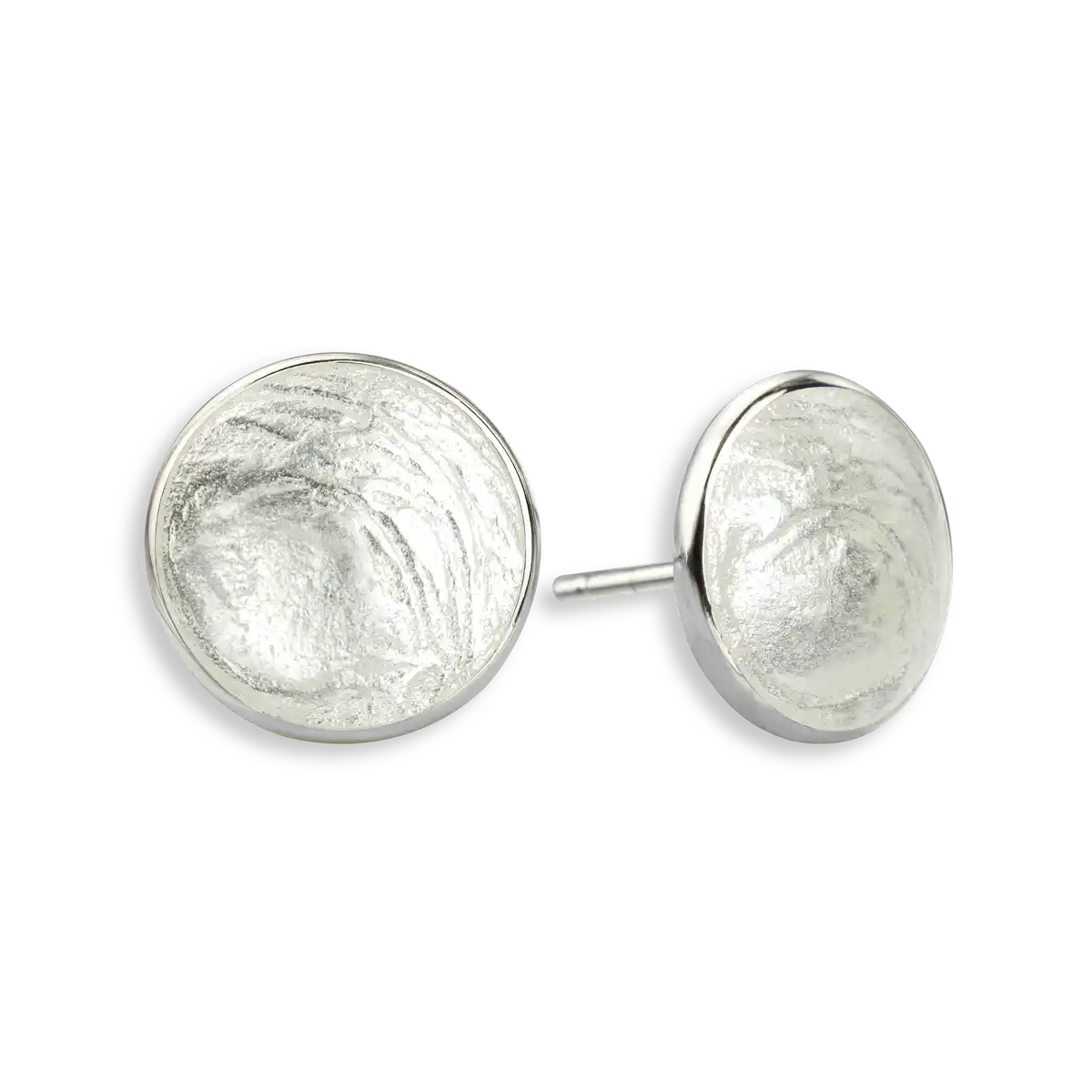 White Round Post Earrings. Sterling Silver