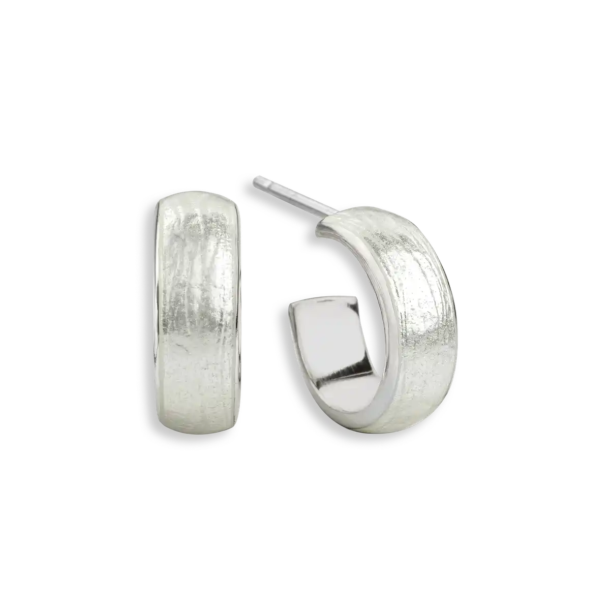 White Huggie Post Earrings. Sterling Silver