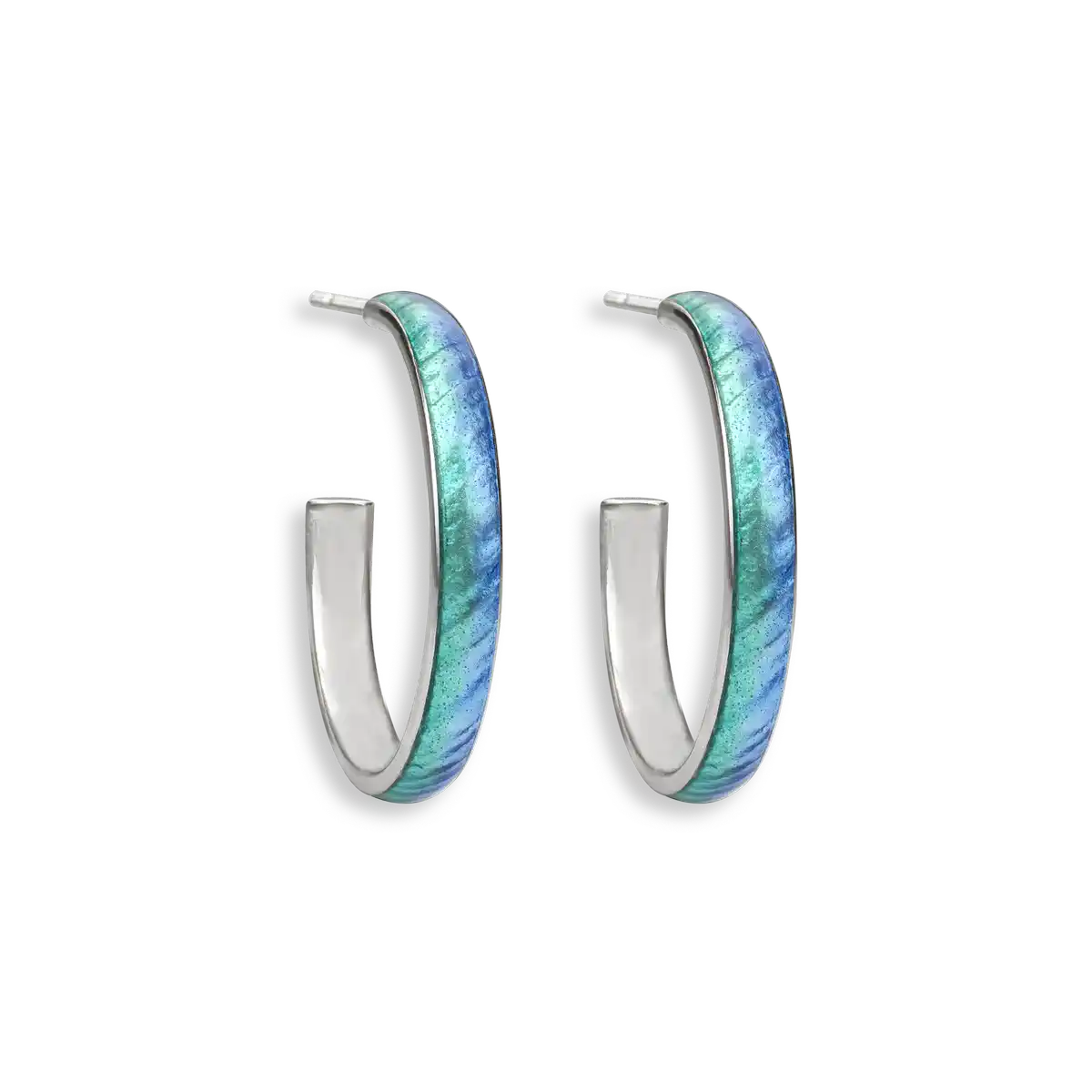 Turquoise Hoop Earrings. Sterling Silver