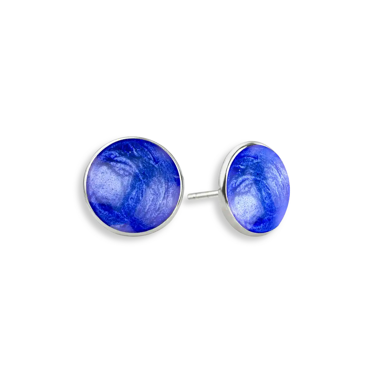 Blue Dots Post - 8mm  Sterling Silver