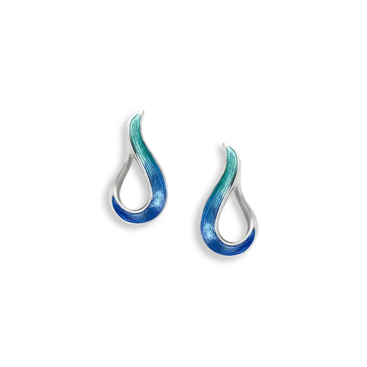 Blue Cut-Out Teardrop Posts. Sterling Silver