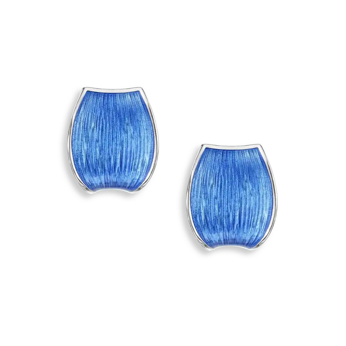 Blue Wide Hoop Post Earrings.Sterling Silver