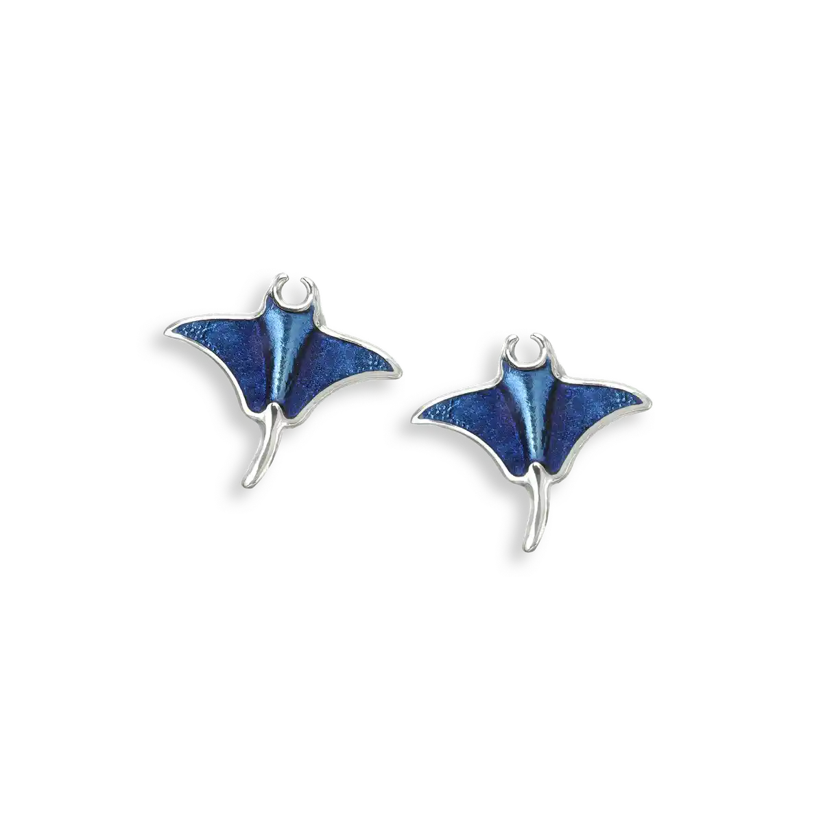 Blue Manta Ray Post Earrings.Sterling Silver