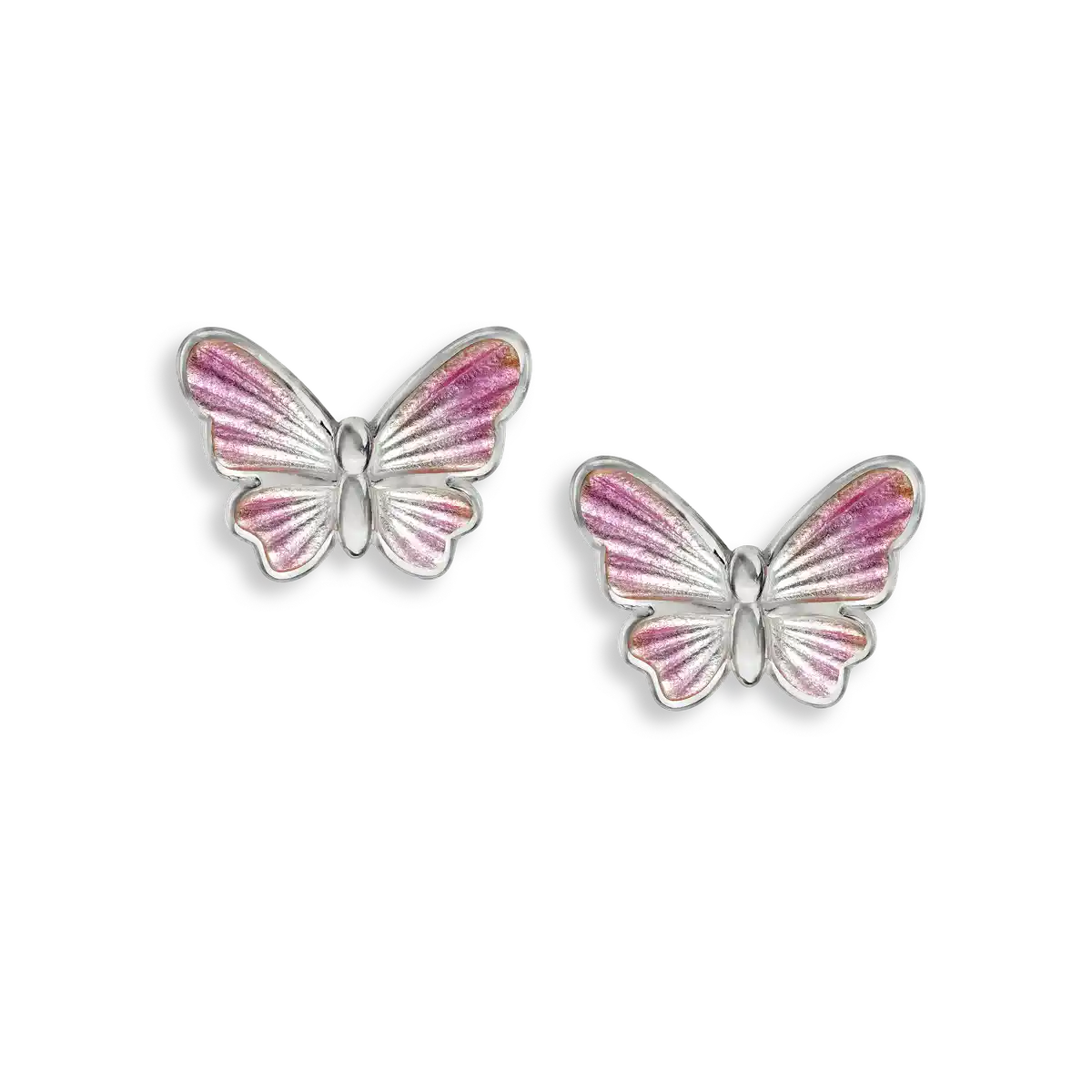 Pink Butterfly Post Earrings. Sterling Silver