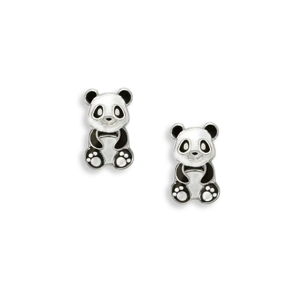 Panda Bear Post Earrings. Sterling Silver