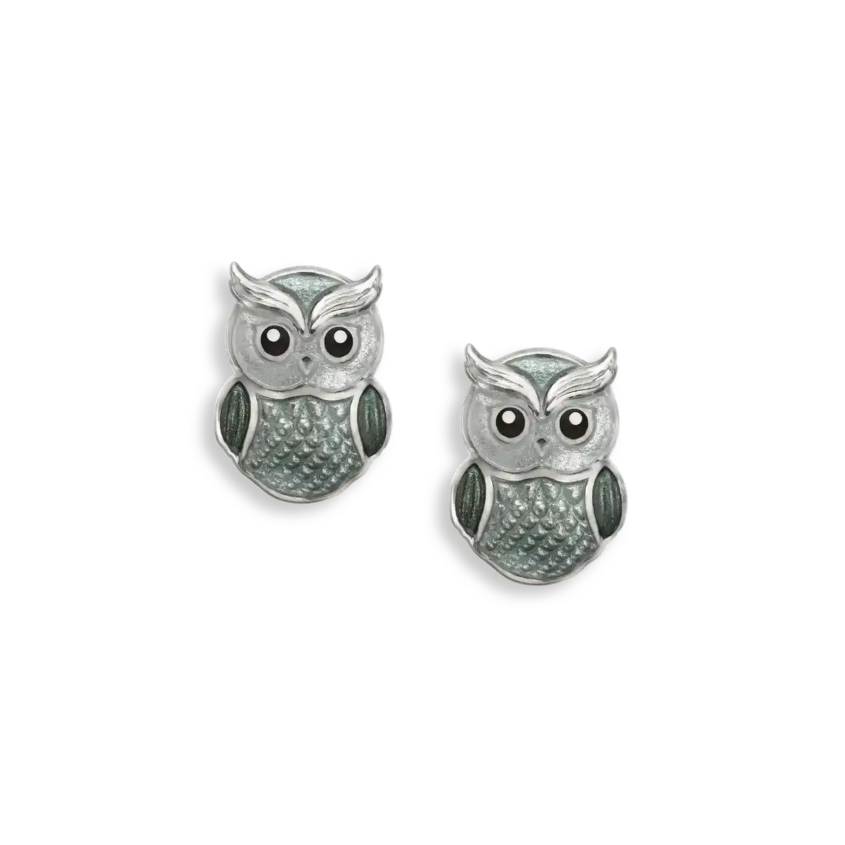 Gray Owl Post Earrings. Sterling Silver