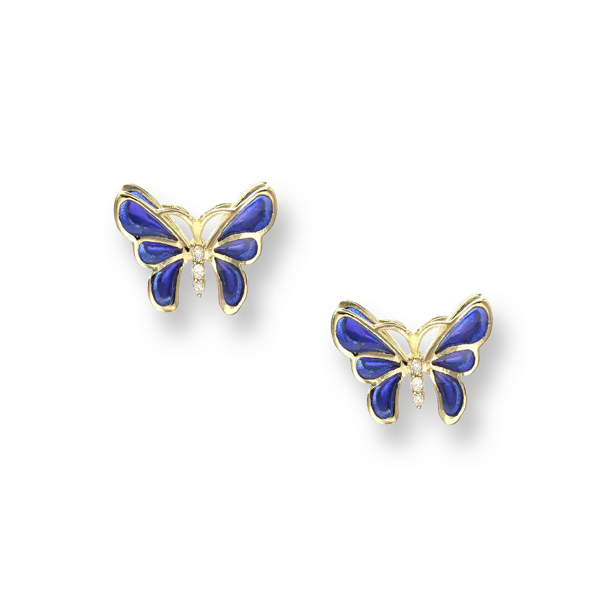 Blue Butterfly Post Earrings.18K Gold-Diamond