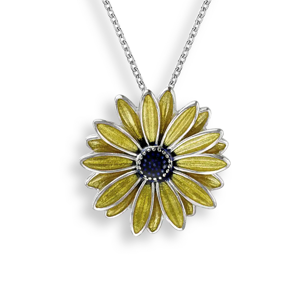 Yellow Black-Eyed Susan Necklace. Sterling Silver