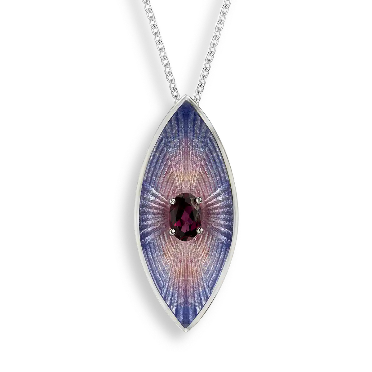 Purple Marquise Necklace. Sterling Silver-Rhodolite