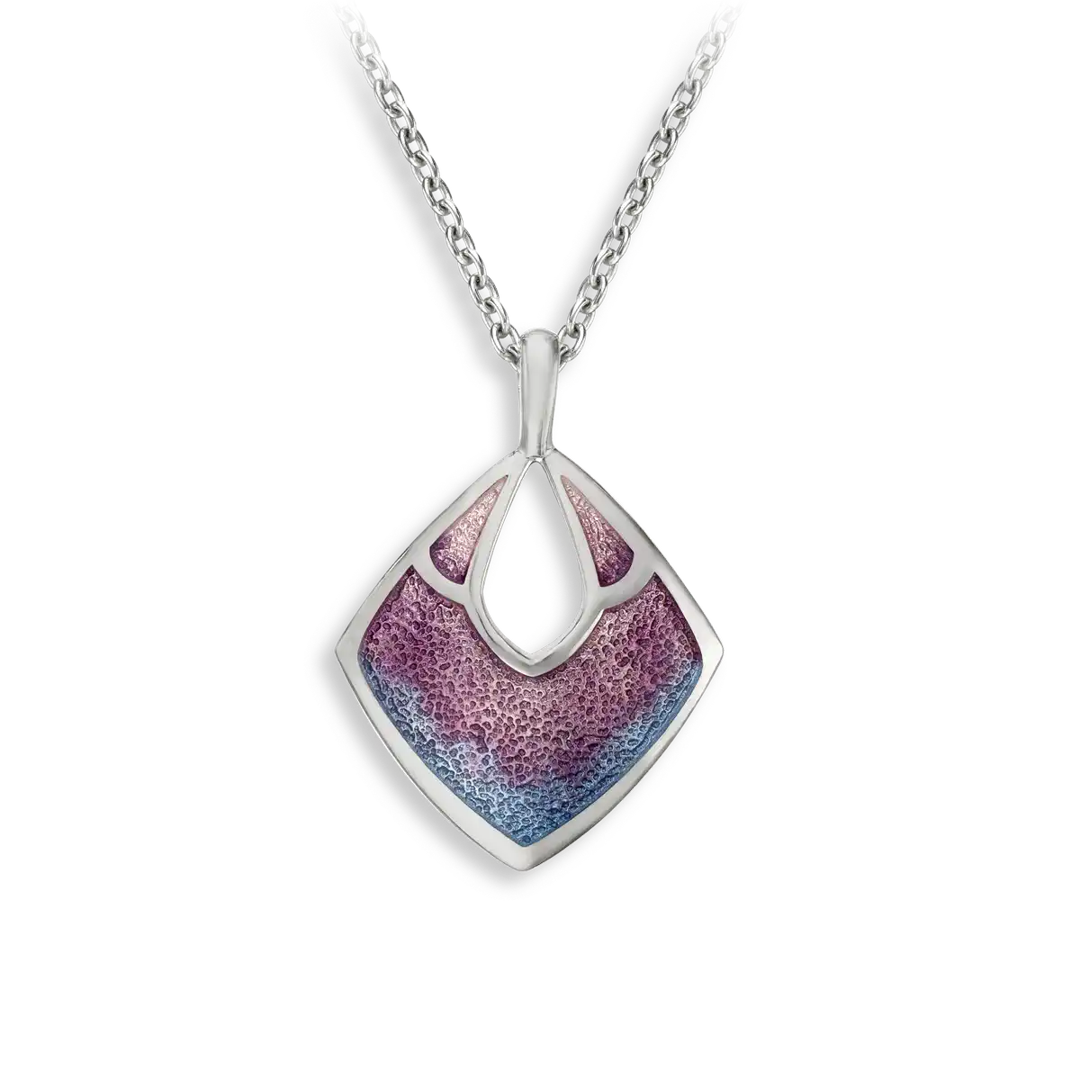 Purple Rhombus Necklace-Watercolors. Sterling Silver 