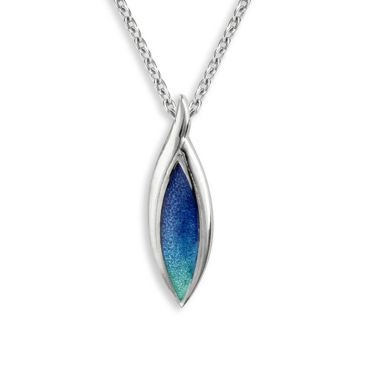 Turquoise  Marquise Necklace-Watercolors. Sterling Silver  