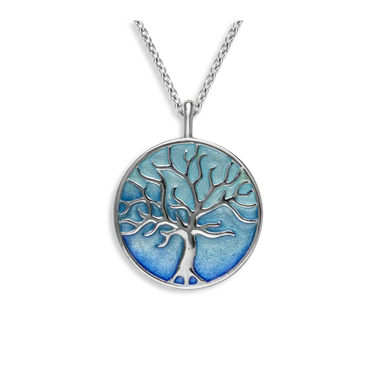 Blue Tree of Life Necklace. Sterling Silver