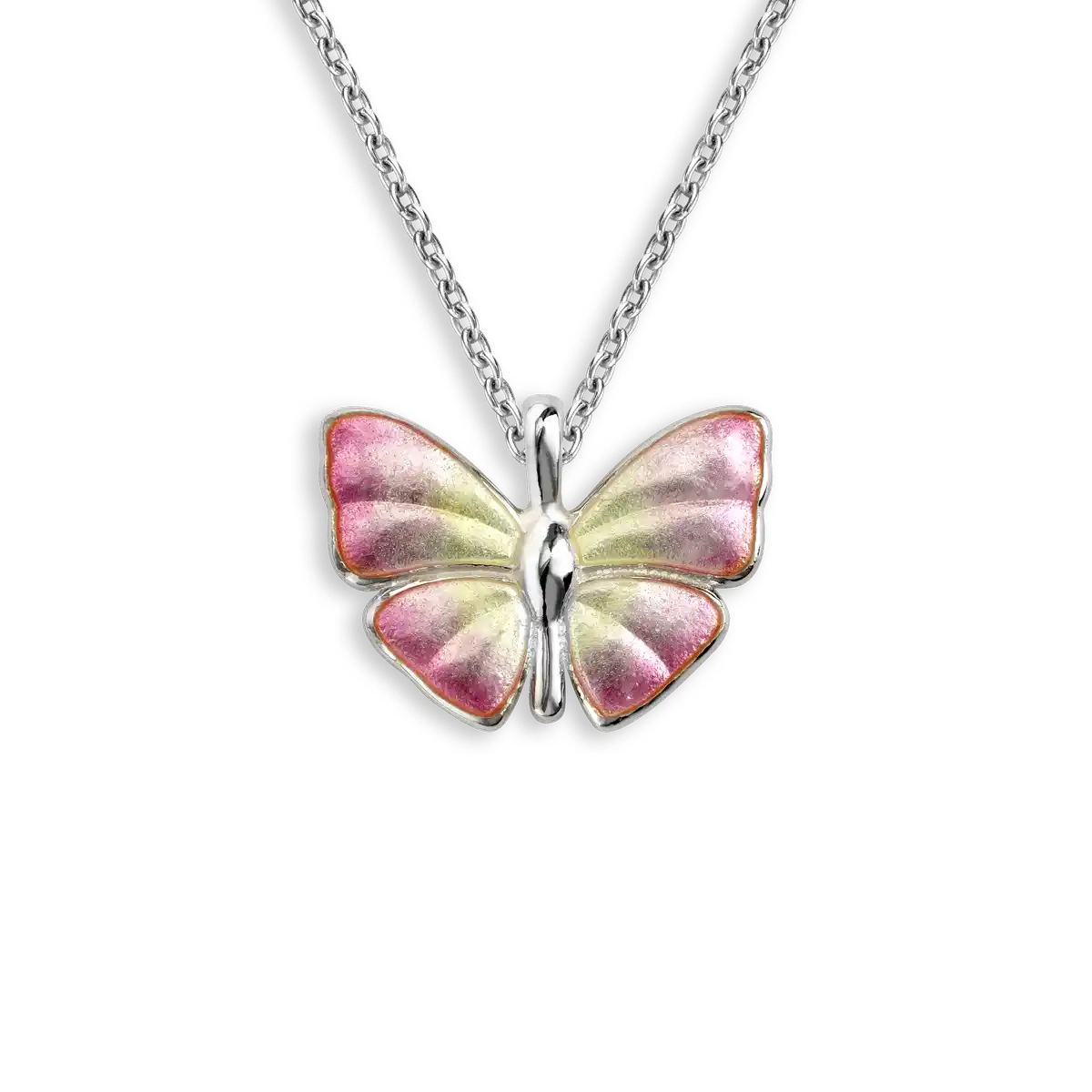 Pink Butterfly Necklace.  Sterling Silver  