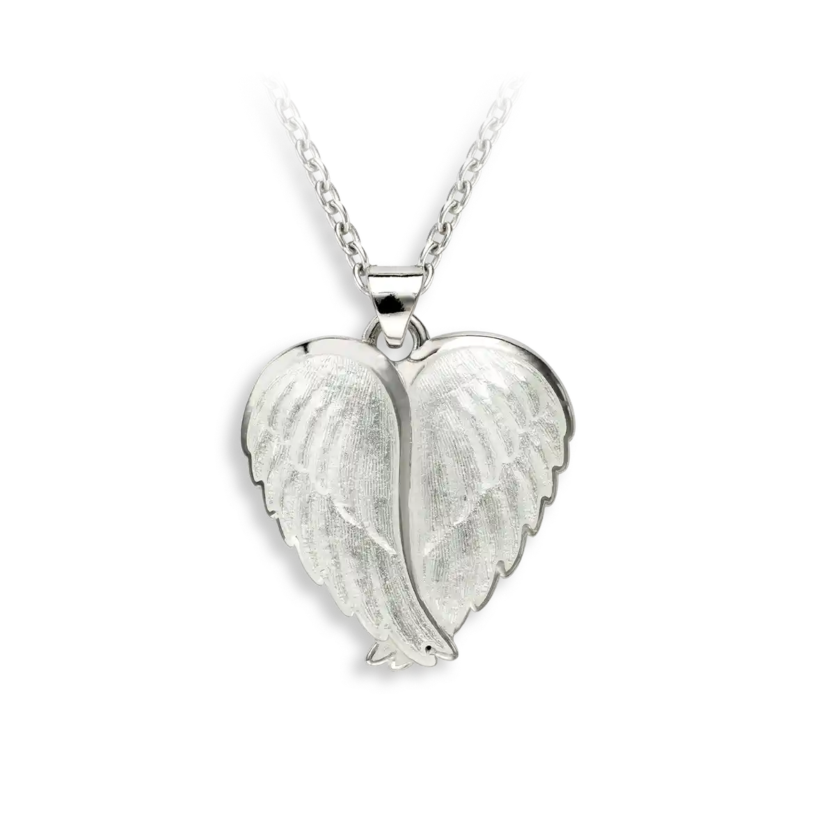 White Angel Wings Necklace. Sterling Silver.  