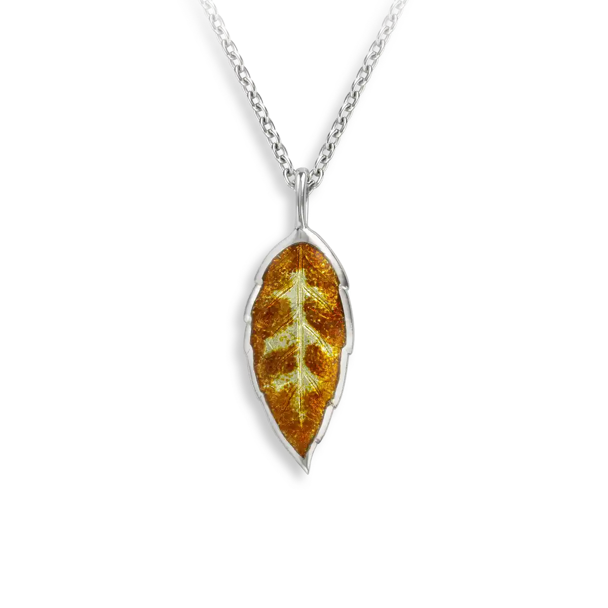 Gold Elm Leaf Necklace. Sterling Silver