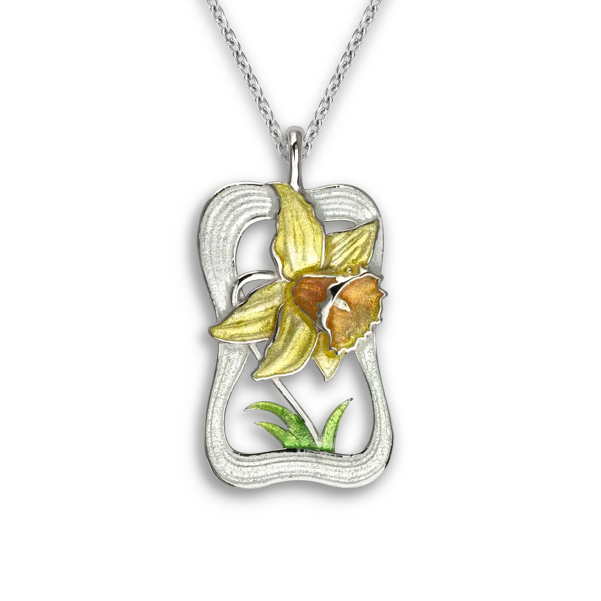 Yellow Daffodil Necklace Sterling Silver