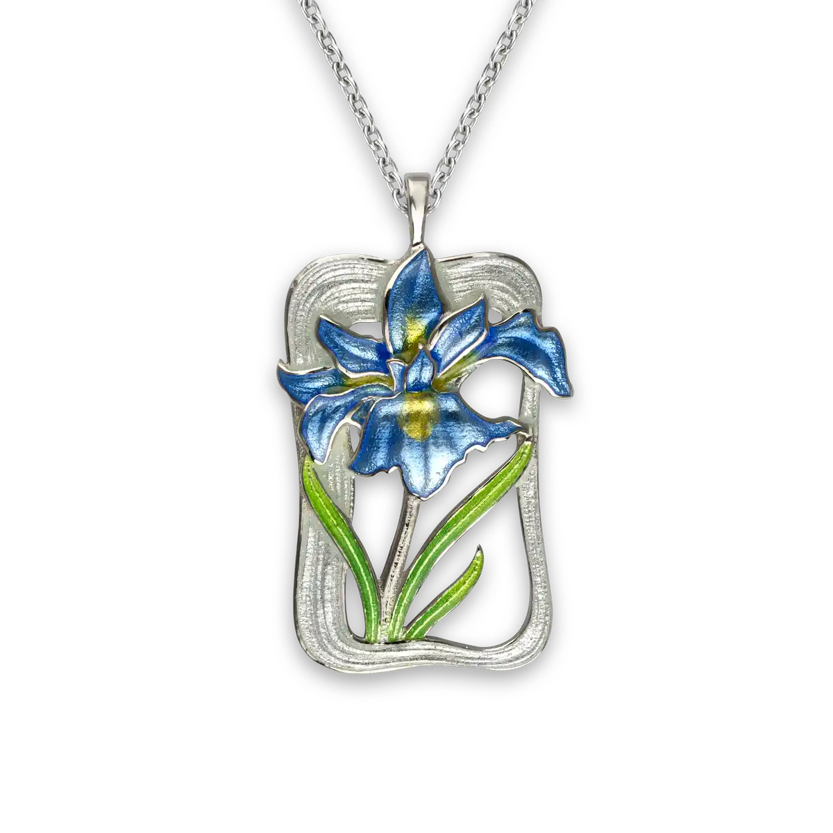 Blue Iris Necklace Sterling Silver