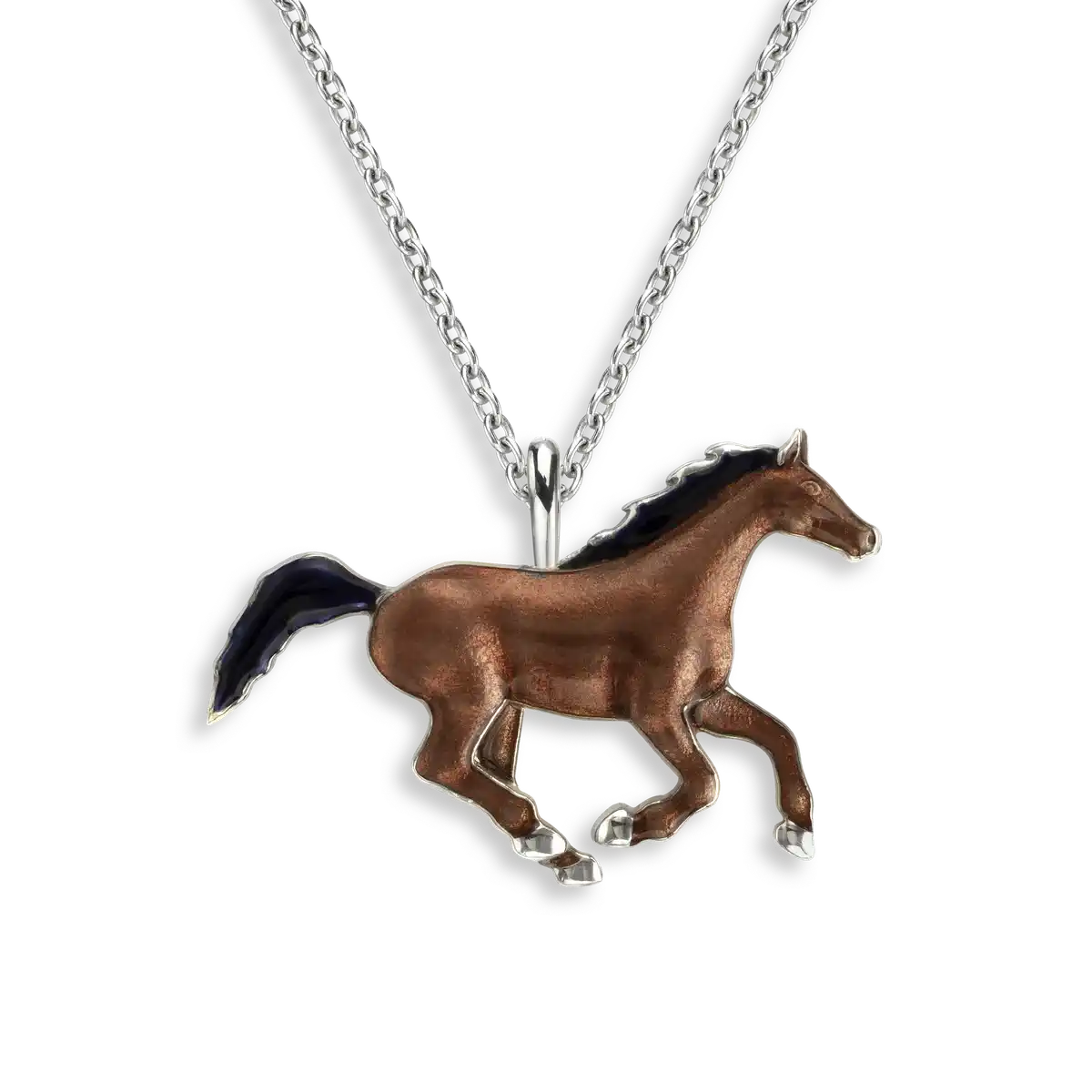 Brown Horse Necklace. Sterling Silver
