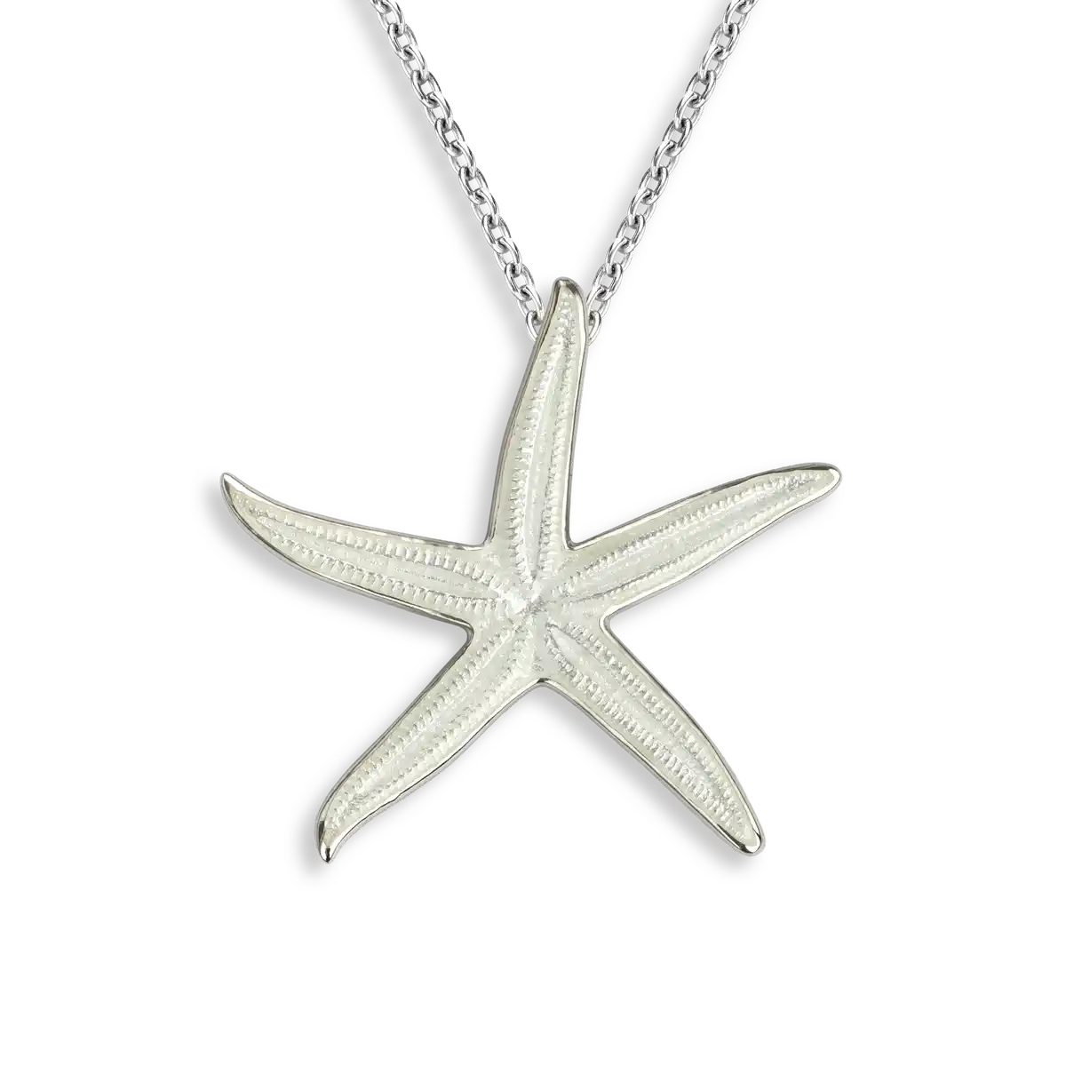 White Sea Star Necklace Sterling Silver