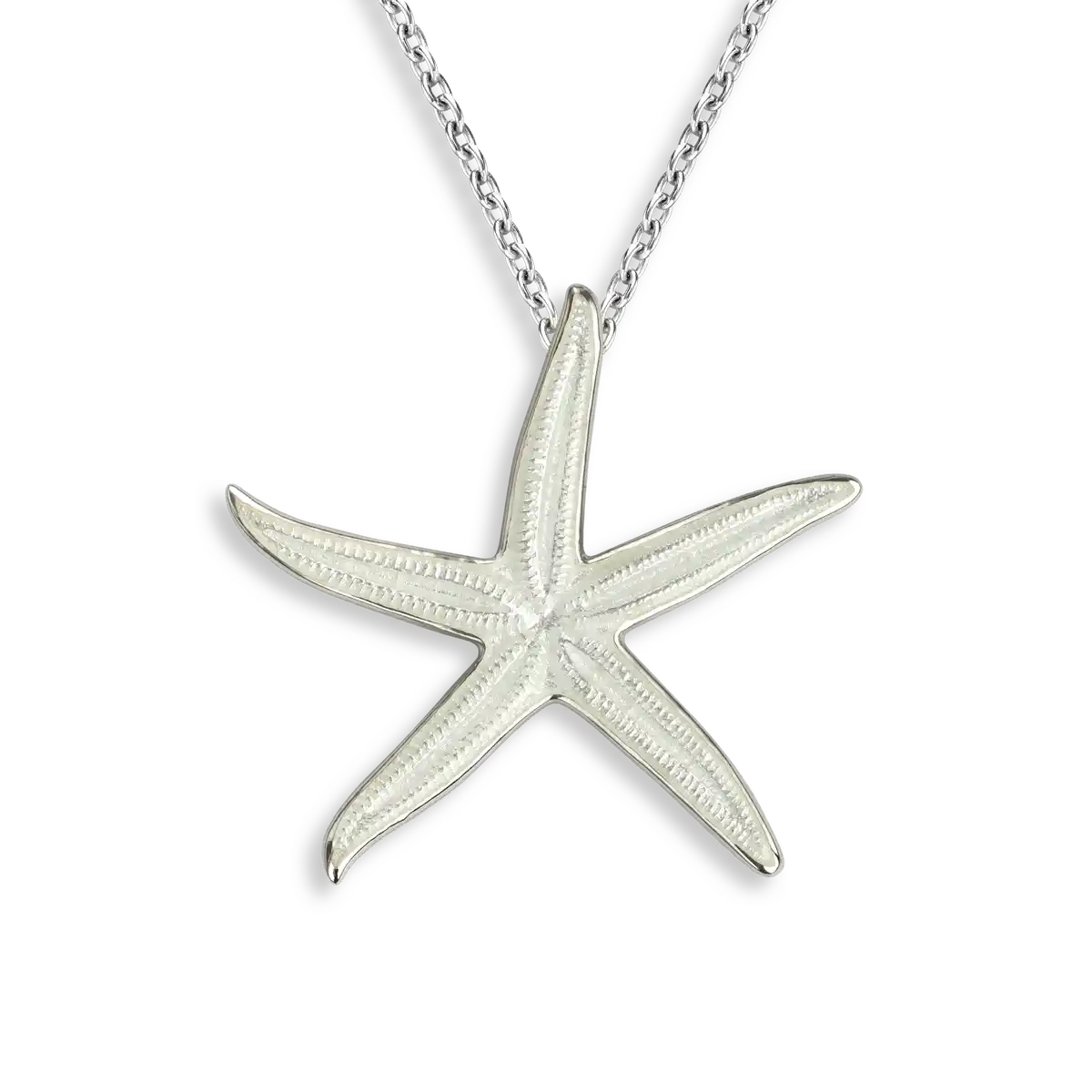 White Starfish Necklace Sterling Silver