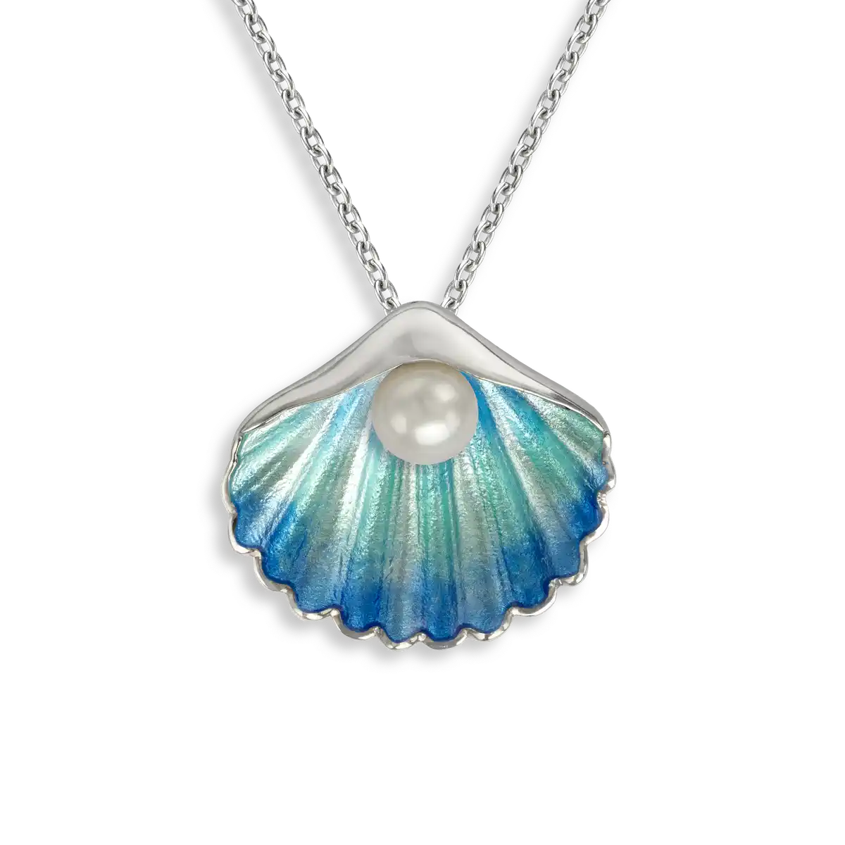 Blue Shell Necklace Sterling Silver-Freshwater Pearl
