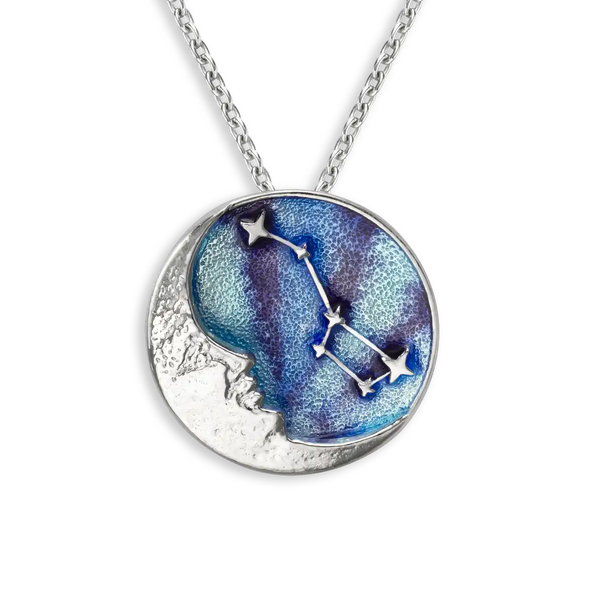 Multi Blue Sky - Moon-Big Dipper Necklace.Sterling Silver  