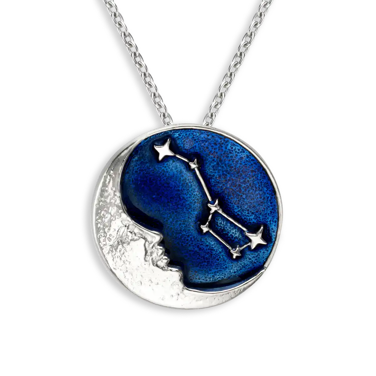 Navy Sky - Moon-Big Dipper Necklace. Sterling Silver  