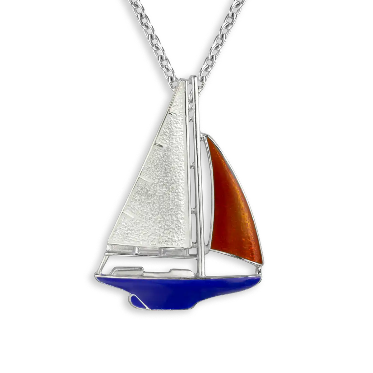 White Sailboat Necklace. Sterling Silver 