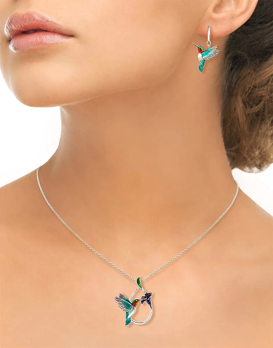 Turquoise Hummingbird Necklace. Sterling Silver | Nicole Barr