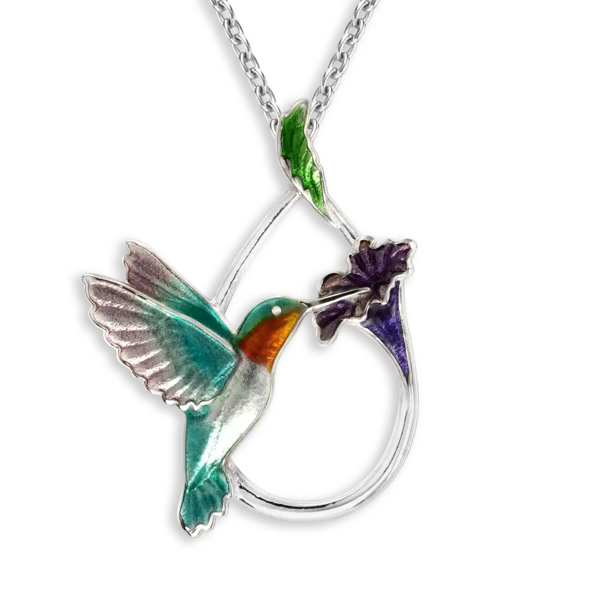 Turquoise Hummingbird Necklace.  Sterling Silver 