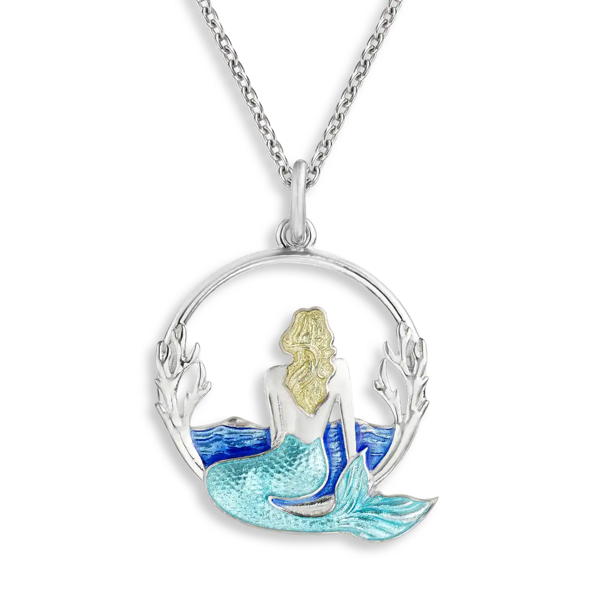Turquoise Mermaid Necklace. Sterling Silver