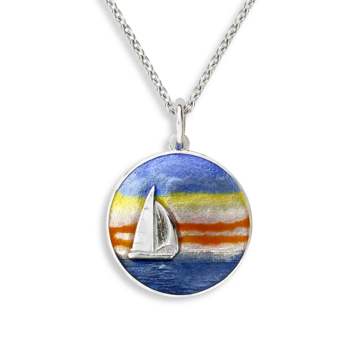 Sunset Sailboat Necklace. Sterling Silver
