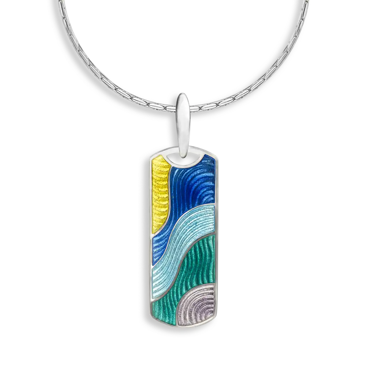 Blue Rio Bar Necklace. Sterling Silver