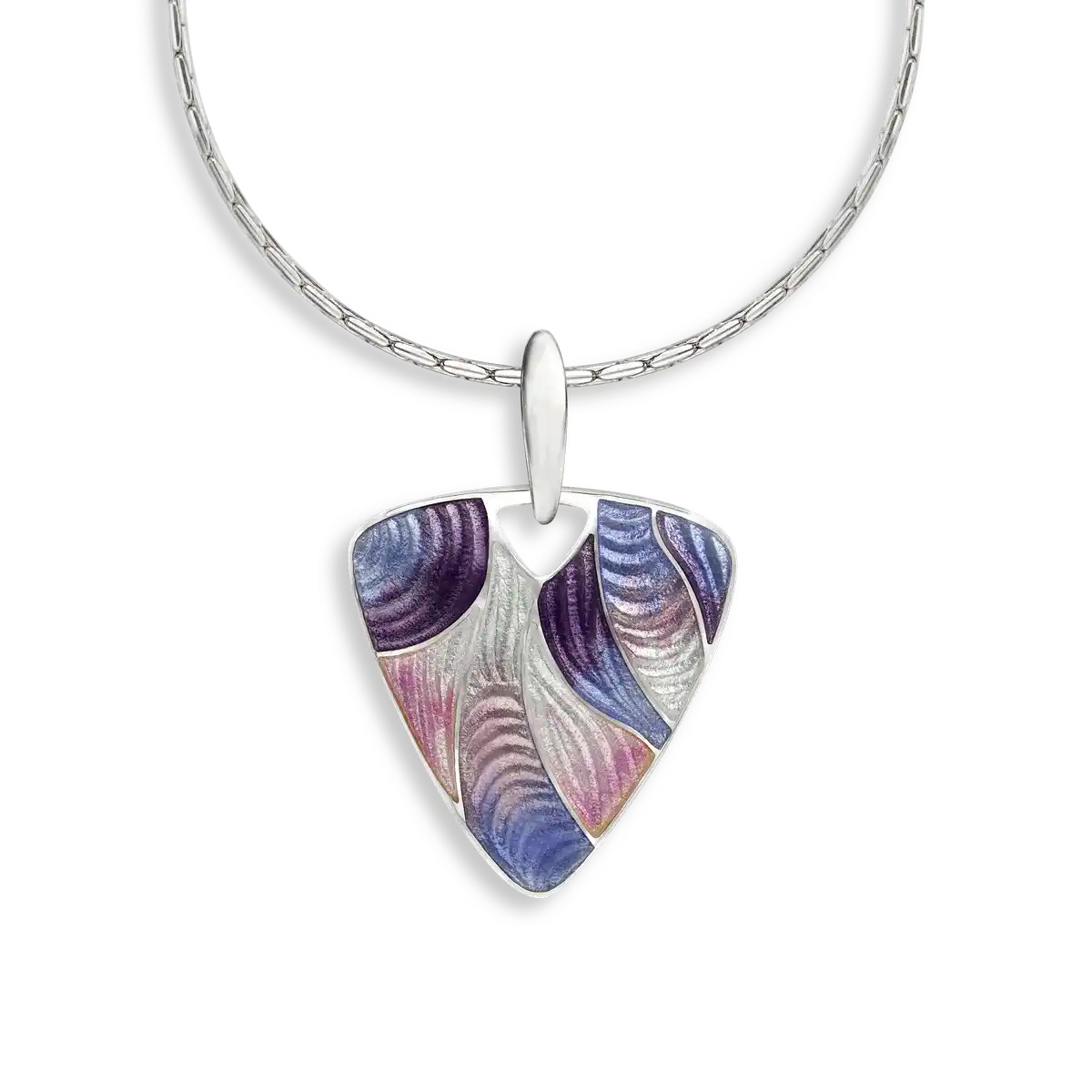 Multi Purple Rio Triangle Necklace. Sterling Silver
