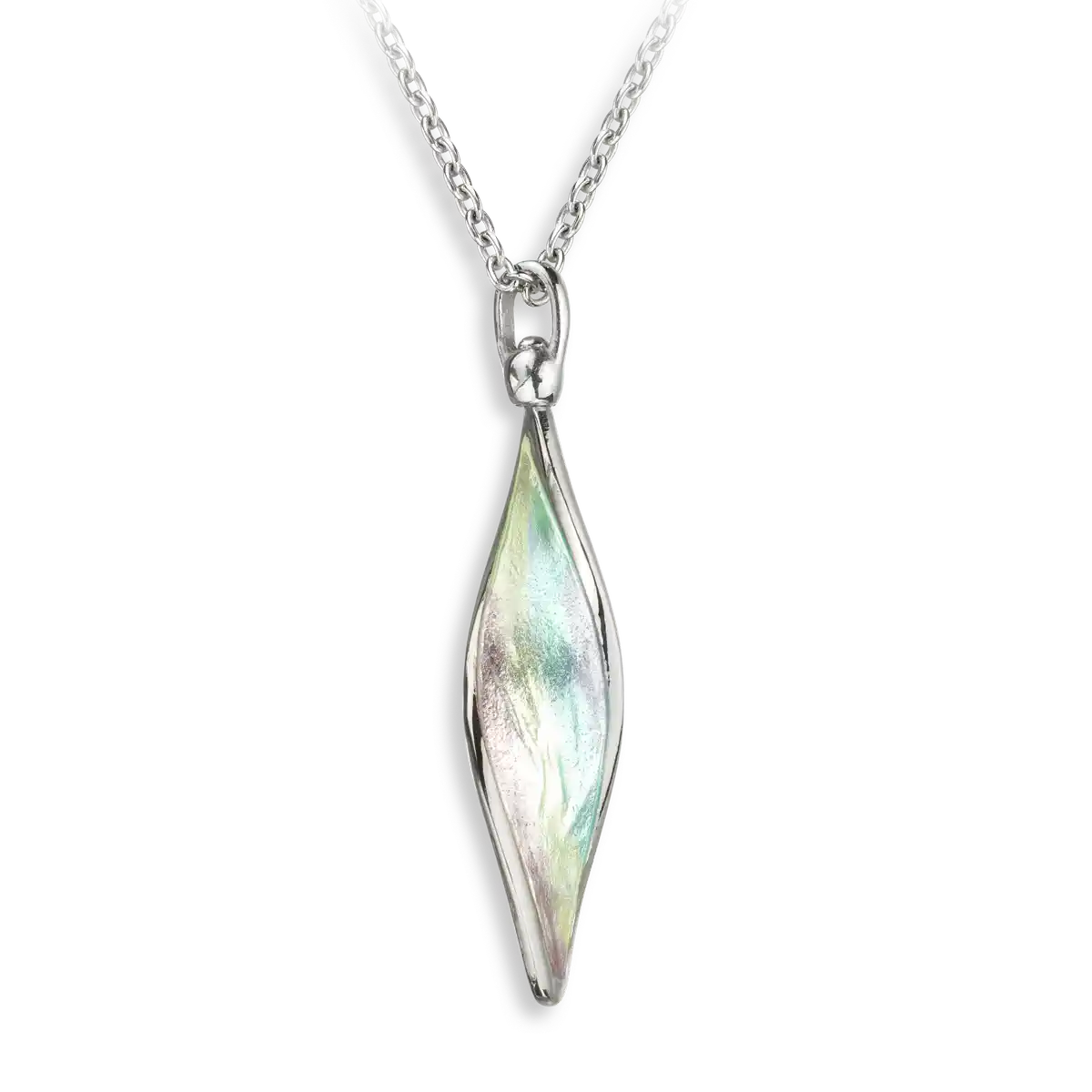 Green Aurora Necklace. Sterling Silver