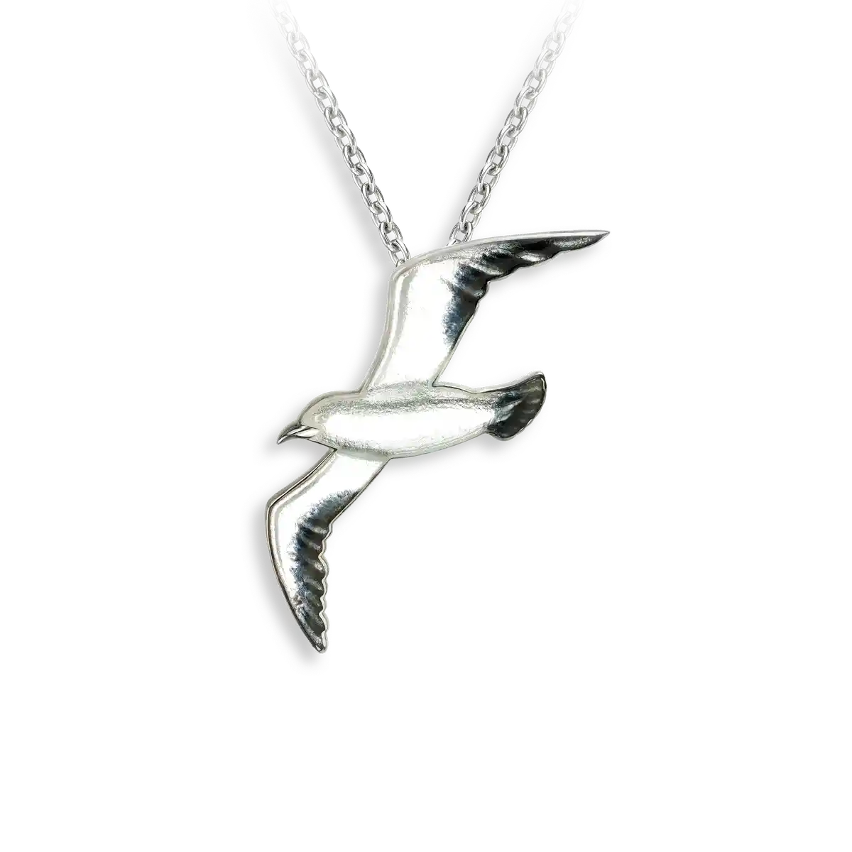 White Soaring Seagull Bird Necklace