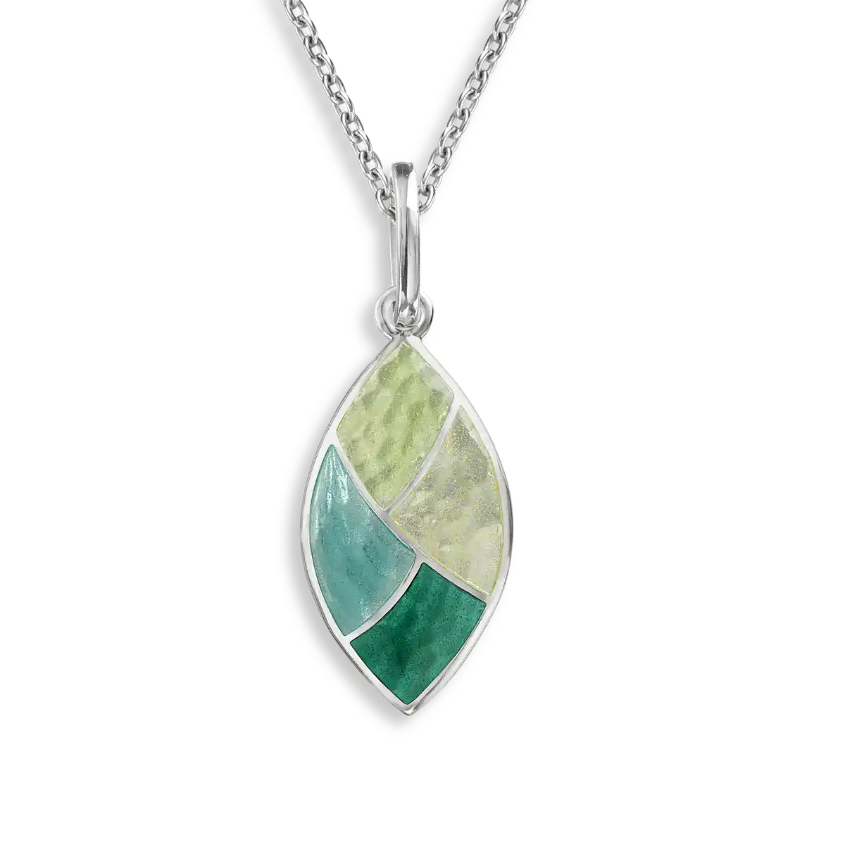 Green Marquise Necklace. Sterling Silver