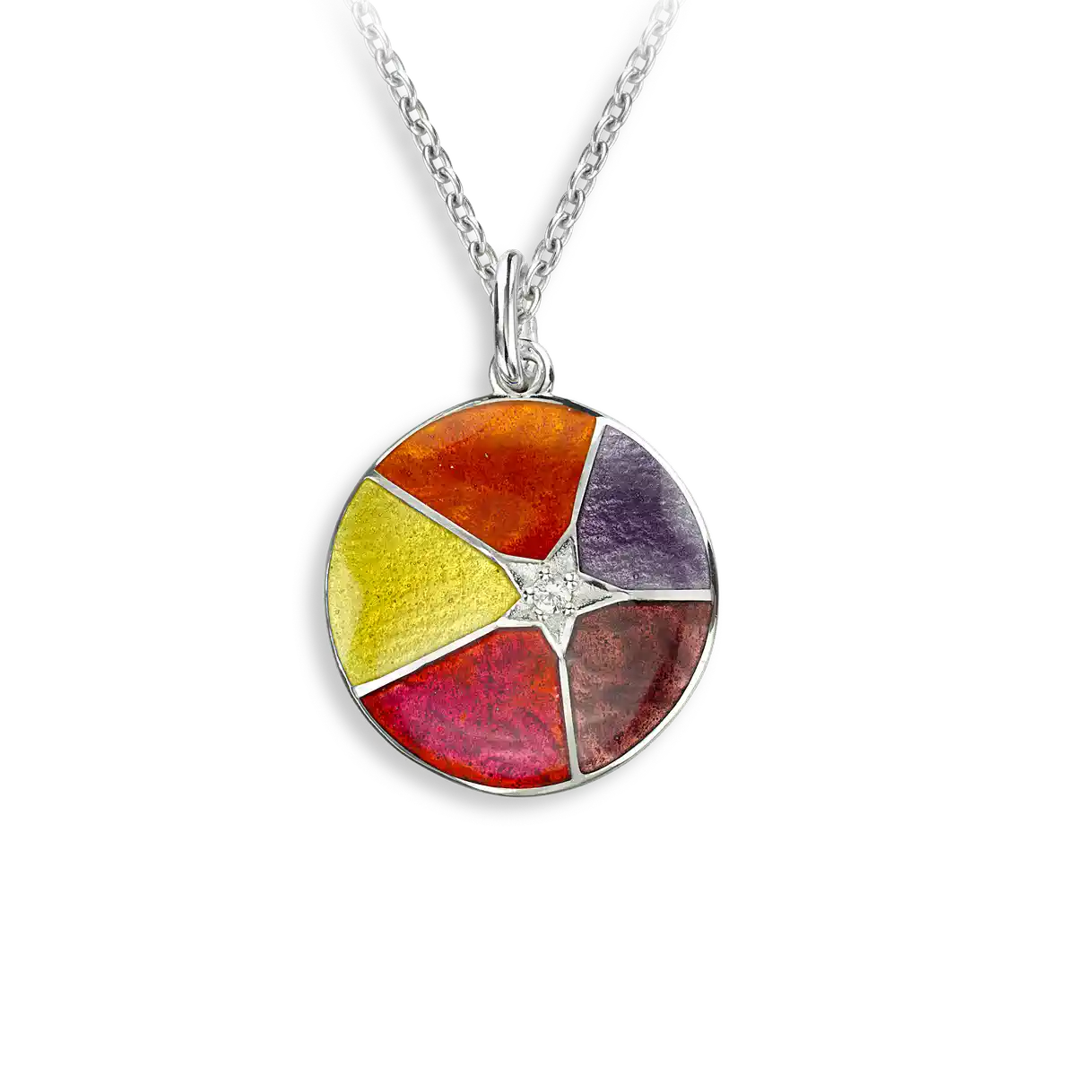 Orange Round with Star Necklace. Sterling Silver