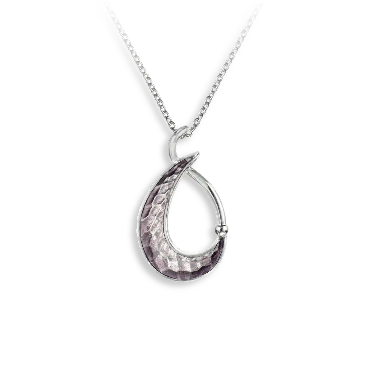 Purple Teardrop Necklace. Sterling Silver