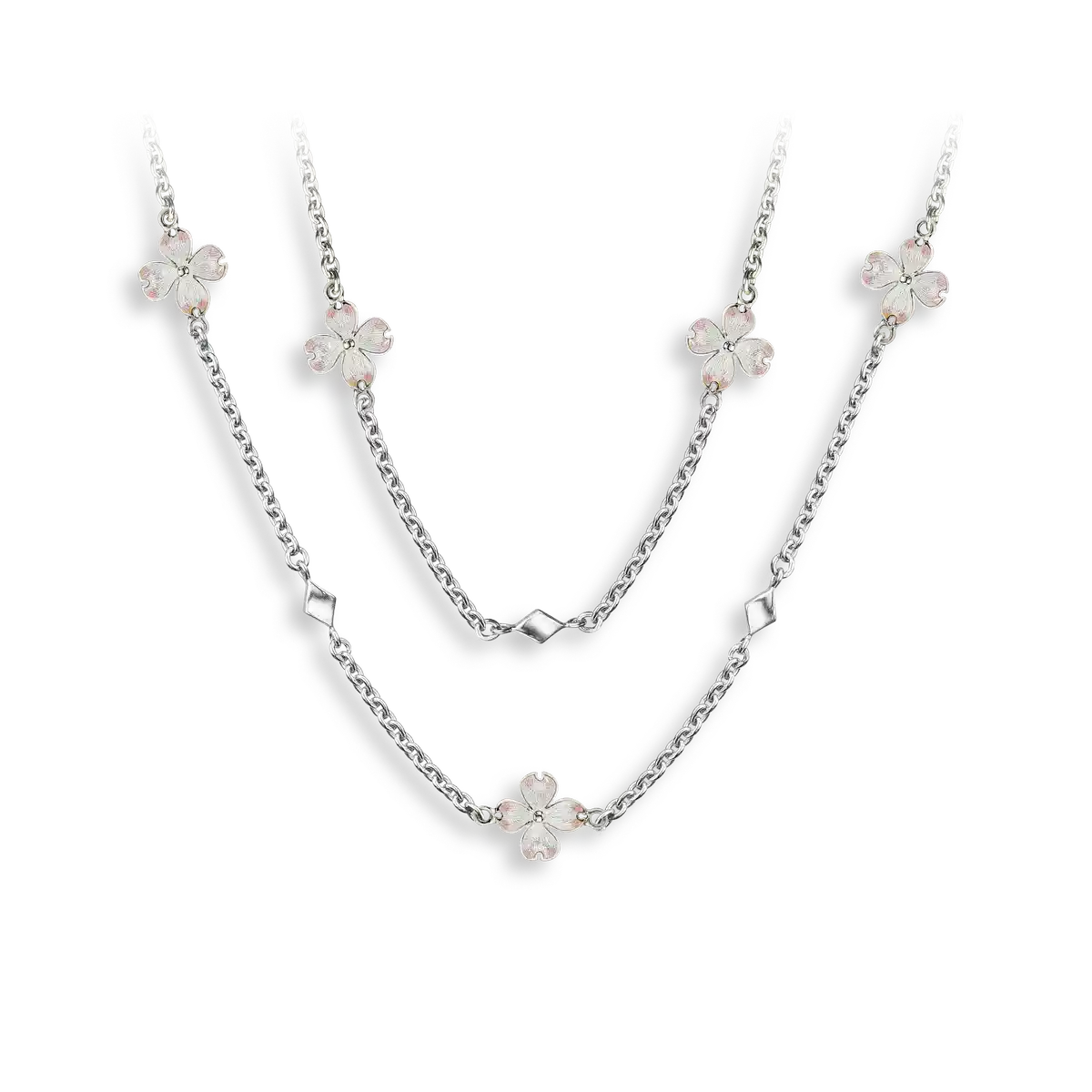 White Dogwood Necklace.  Sterling Silver